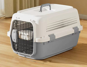 Hvit og grått transportbur for katt og smådyr – Sikker og komfortabel reise