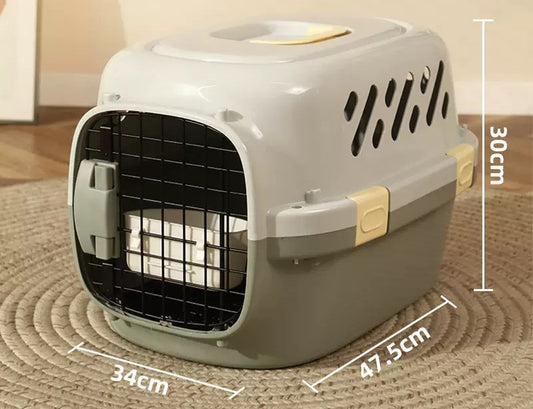 🐾 Transportbur – Grå/Beige (47,5 cm) | Trygg og kompakt reise - Mimsy store