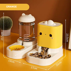 Dobbel mat- og vannautomat – Oransje | Sjarmerende og praktisk fôring