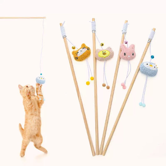 🎣 Katteleke fiskestang med heklet figur og bjelle | Myk og interaktiv lek - Mimsy store