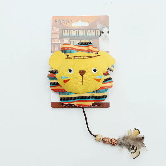 🦁 Løveformet katteleke med fjær og perler | Naturinspirert jaktlek - Mimsy store
