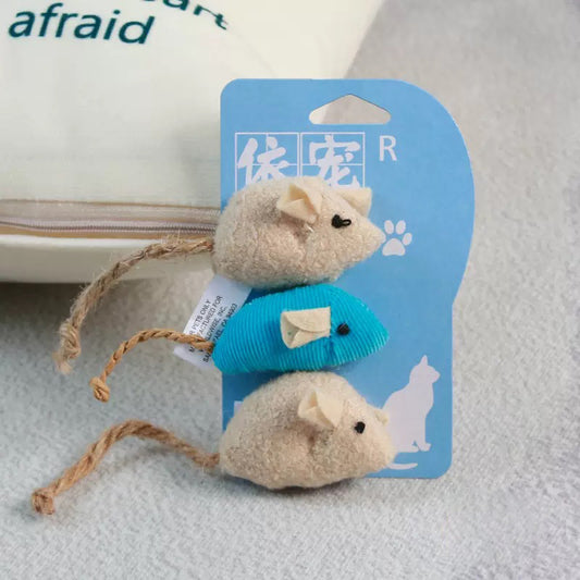 🐭 Sett med 3 museformede katteleker | Myke og lekne jaktleker - Mimsy store