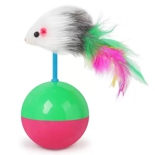 🎾 Balanseløke med musehode og fjær | Aktiv lek for katten - Mimsy store