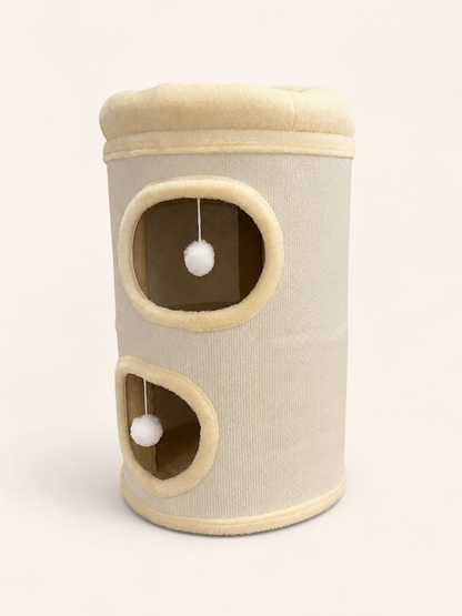 Beige Mimsy Minkey kattemøbel, sett fra motsatt vinkel
