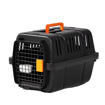 Svart transportbur for katt og smådyr 50 cm sett forfra