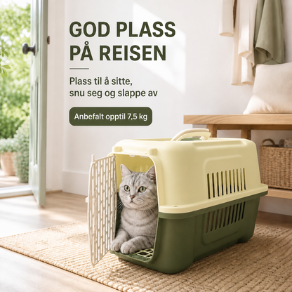 Romslig transportbur for katt 48 cm med plass til å sitte og snu seg