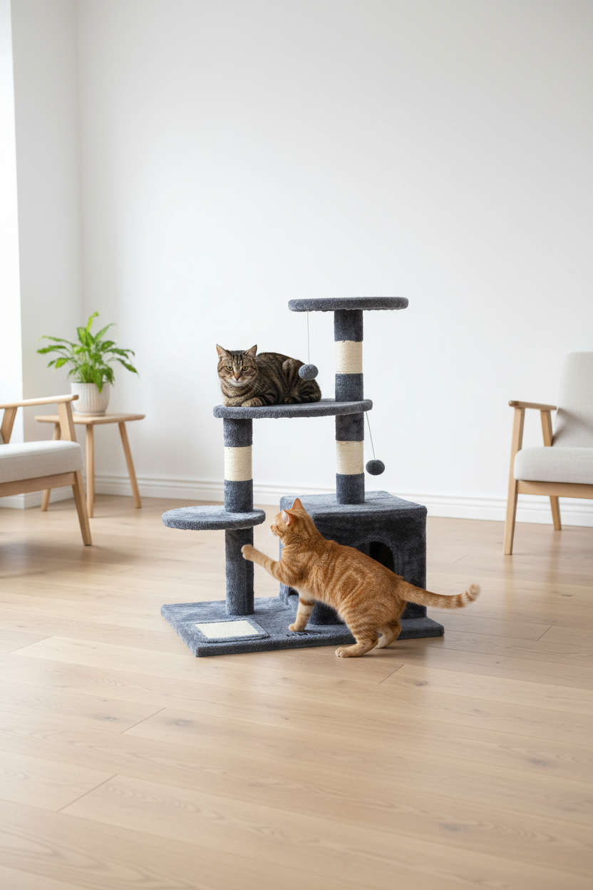 Mokka klorestativ - lekende katter
