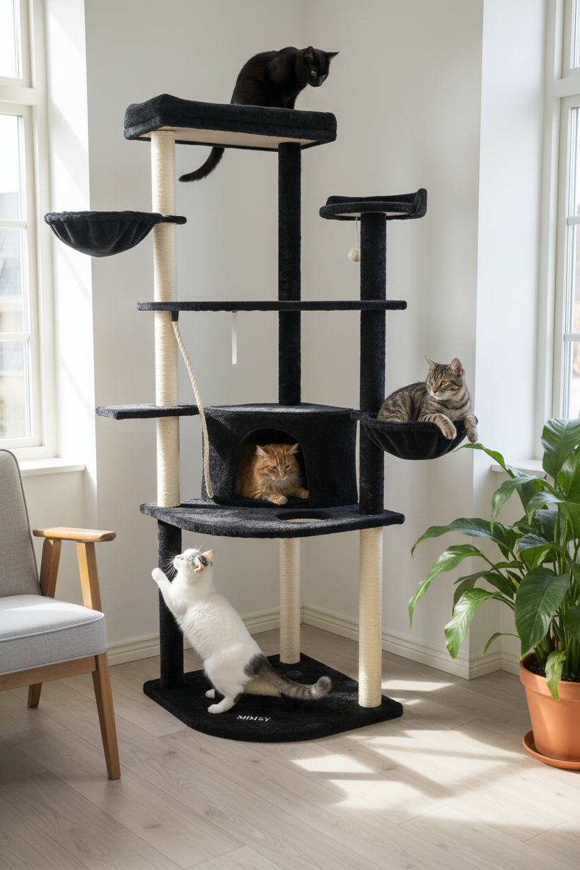 Mummitroll klorestativ - katter i aksjon