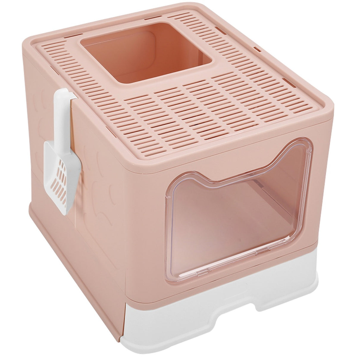 Rosa lukket kattedo sett fra skrå vinkel
